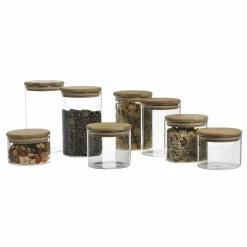 Conservation Et Rangement|COOK KEEN 8 bocaux avec couvercle en bambou