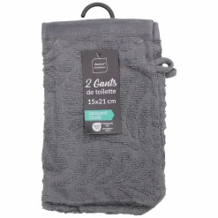 Linge De Bain|Salle De Bain Et Wc|Stokomani 2 gants de toilette Madeira Gris clair