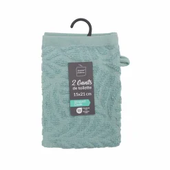 Linge De Bain|Salle De Bain Et Wc|Stokomani 2 Gants de toilette Madeira Sauge