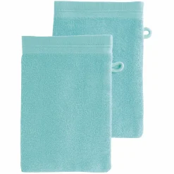 Linge De Bain|Salle De Bain Et Wc|INDIG EAU 2 gants de toilette vert d'eau