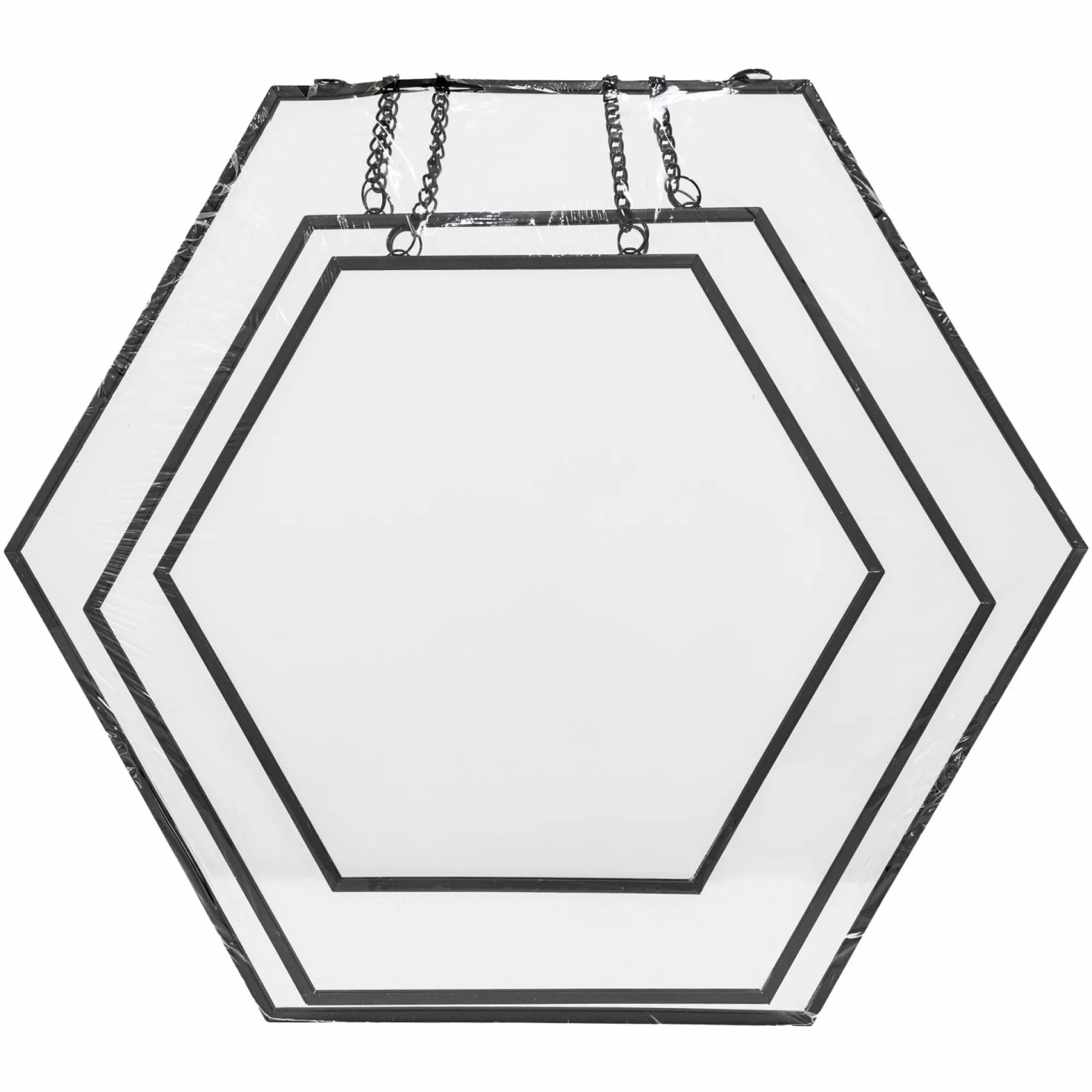 Décorations Murales|ATMOSPHERA 3 miroirs hexagonaux noir + chaine
