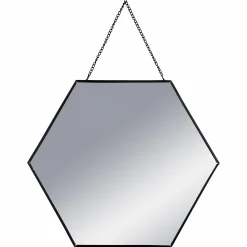 Décorations Murales|ATMOSPHERA 3 miroirs hexagonaux noir + chaine