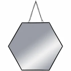 Décorations Murales|ATMOSPHERA 3 miroirs hexagonaux noir + chaine