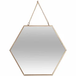 Décorations Murales|ATMOSPHERA 3 miroirs Hexagonaux or et chaine