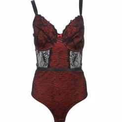 Lingerie Et Vêtements De Nuit|BELLA DIVA Body en dentelle fine noir et Rouge