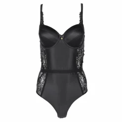 Lingerie Et Vêtements De Nuit|LA CITY Body tanga coque satin Noir