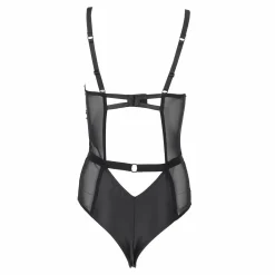 Lingerie Et Vêtements De Nuit|LA CITY Body tanga coque satin Noir