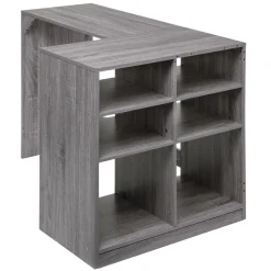 Mobilier|FIVE Bureau d'angle 6 cases effet chêne gris