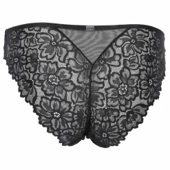 Lingerie Et Vêtements De Nuit|LA CITY Culotte dentelle et satin Noir