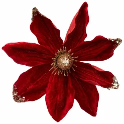 Objets Décoratifs|Stokomani Décoration fleur artificielle de Noël magnolia rouge