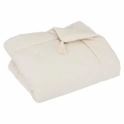 Linge De Chambre|ATMOSPHERA Edredon en velours ivoire 150x150cm