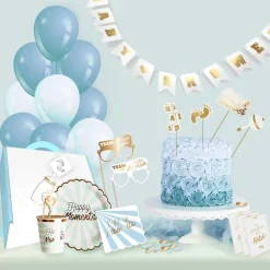 Vaisselle Jetable|Pique-Nique Et Camping|Stokomani Kit déco pour baby shower 46 pièces