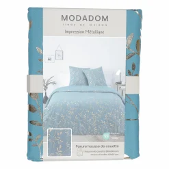 Linge De Chambre|Stokomani Parure housse de couette 260x220 cm + 2 taies d'oreillers microfibre imprimée métal