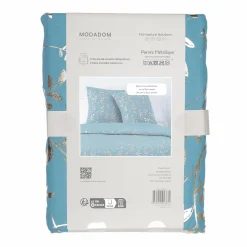 Linge De Chambre|Stokomani Parure housse de couette 240x220 cm + 2 taies d'oreillers microfibre imprimée métal