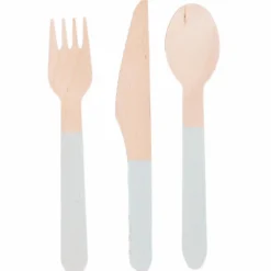 Vaisselle Jetable|Pique-Nique Et Camping|Stokomani Set de 18 couverts en bois bleu