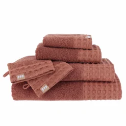 Linge De Bain|Salle De Bain Et Wc|Stokomani Set de 2 gants de toilette 15x21cm terracotta