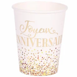 Vaisselle Jetable|Pique-Nique Et Camping|Stokomani Set de 6 gobelets en carton "Joyeux anniversaire" Gold