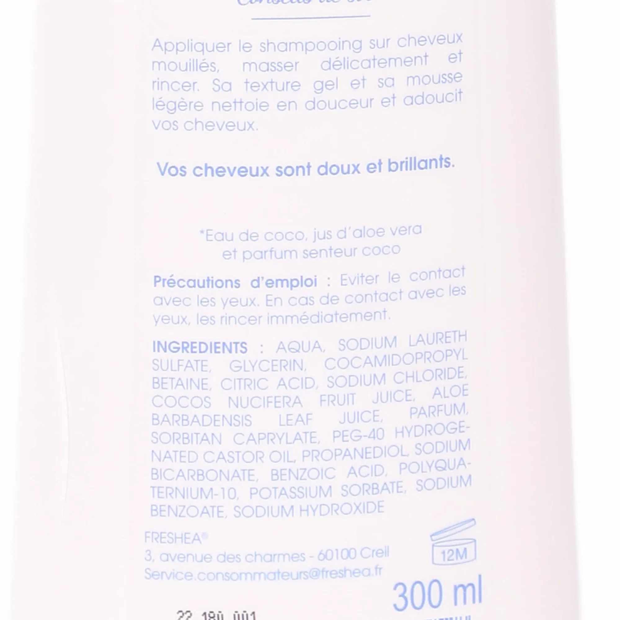Cheveux|FRESHEA Shampoing hydratation aloé vera et eau de coco