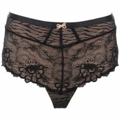 Lingerie Et Vêtements De Nuit|BELLA DIVA Shorty dentelle fine et nude Noir