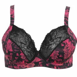 Lingerie Et Vêtements De Nuit|SEDUCCIA Soutien gorges fleuri noir et grand maintien Rose