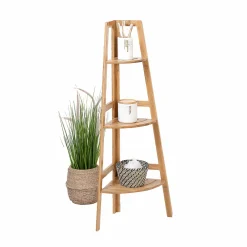 Mobilier|Salle De Bain Et Wc|FIVE Étagère d'angle 3 niveaux en bambou