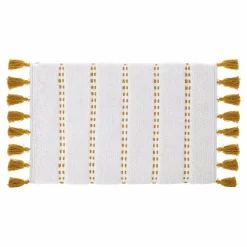 Linge De Bain|Salle De Bain Et Wc|FIVE Tapis de salle de bain pompons ocre